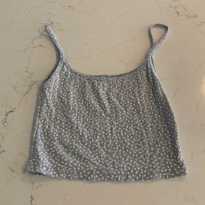 Light Blue Brandy Melville Tank Top With Flowers